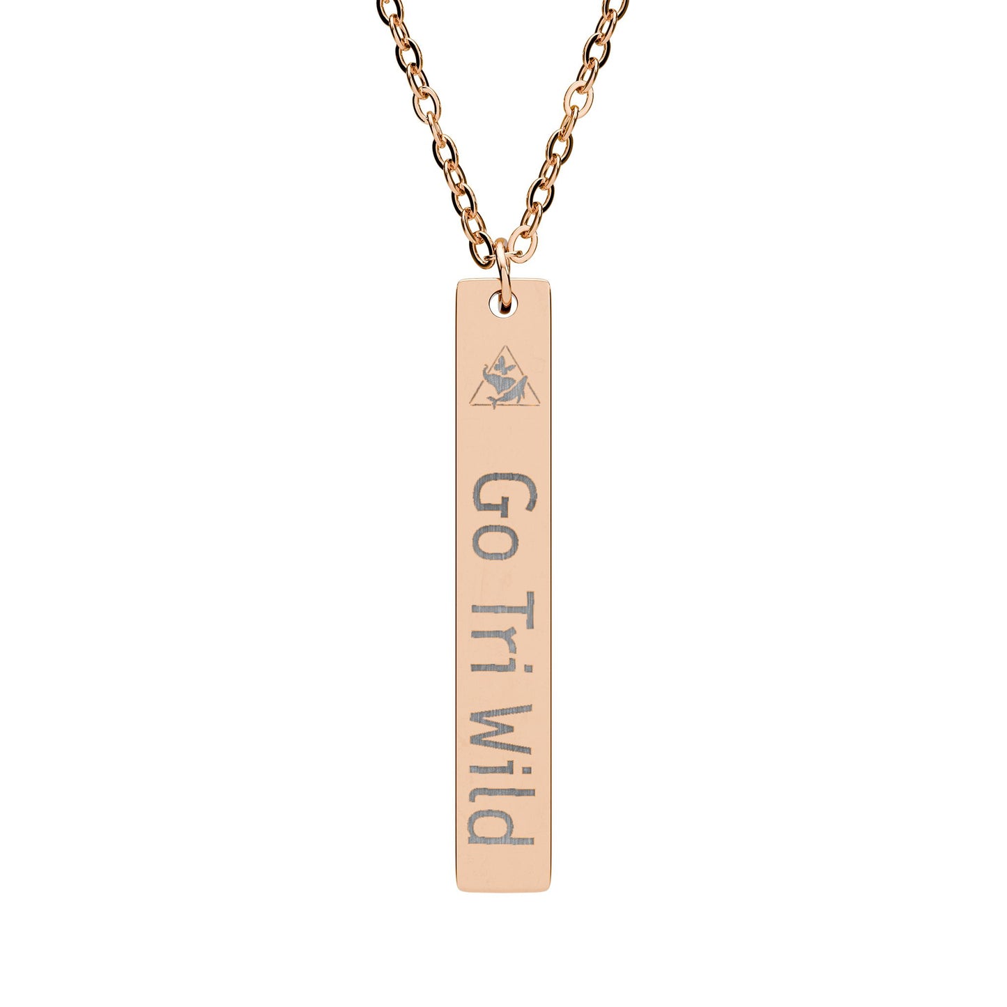 Engraved Vertical Bar Necklace — "Go Til I Win" Personalized Pendant