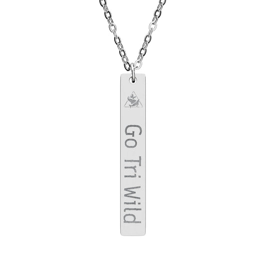 Engraved Vertical Bar Necklace — "Go Til I Win" Personalized Pendant